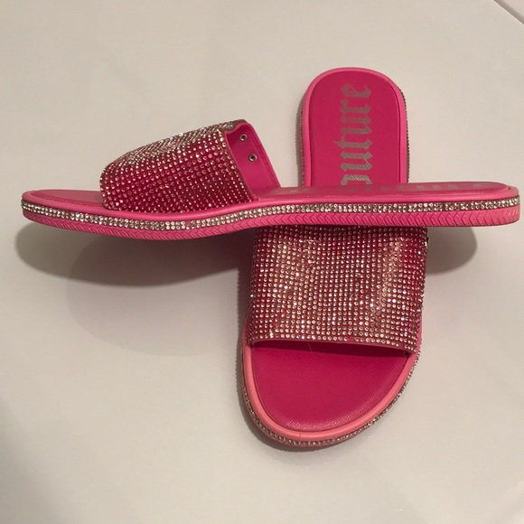 JUICY COUTURE Pink Rhinestone Slide Sandals - Picture 6 of 12